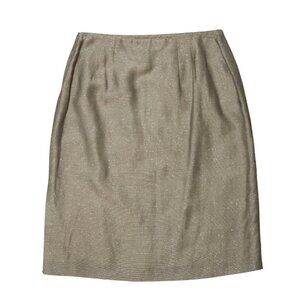 Linda Allard Ellen Tracy Silver Shiny Skirt Linen Blend Size 8 Originally $165